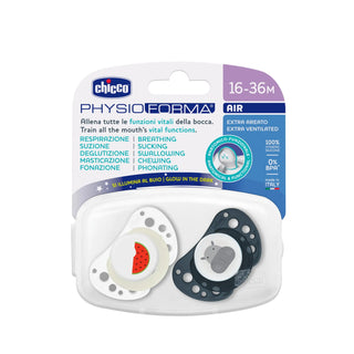 Chicco Physio Air Pacifier Blue Lumi 16-36M 2Pcs
