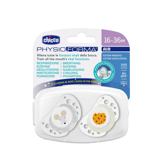 Chicco Physio Air Pacifier Grey Lumi 16-36M 2Pcs