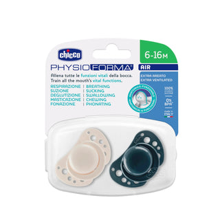 Chicco Physio Air Silicone Pacifier Blue 6-16M 2Pcs