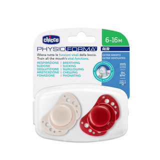 Chicco Physio Air Silicone Pacifier Red 6-16M 2Pcs