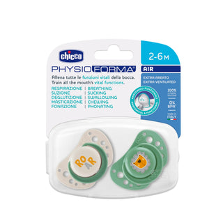 Chicco Physio Air Silicone Pacifier Green 2-6M 2Pcs