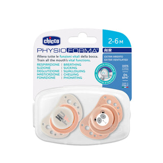 Chicco Physio Air Silicone Pacifier Pink 2-6M 2Pcs