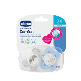 Chicco Physio Comfort Silicone Pacifier Boys 0-6M 2Pcs