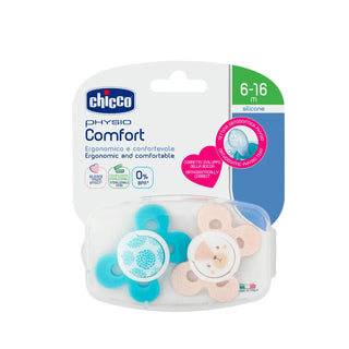 Chicco Physio Comfort Silicone Pacifier Boys 6-16M 2Pcs