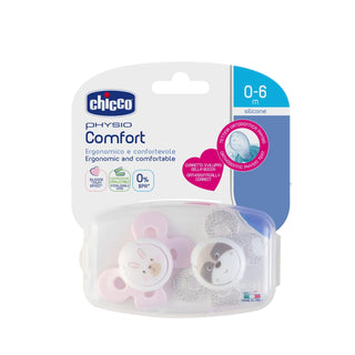 Chicco Physio Comfort Silicone Pacifier Girls 0-6M 2Pcs