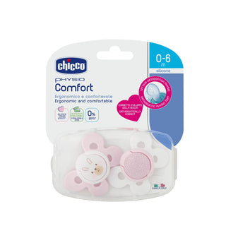 Chicco Physio Comfort Silicone Pacifier Girls 0-6M 2Pcs
