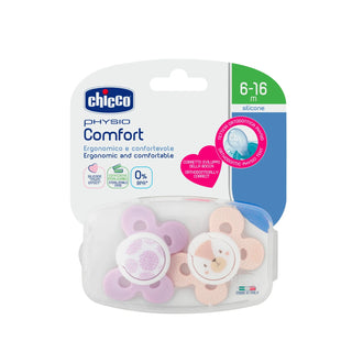 Chicco Physio Comfort Silicone Pacifier Girls 6-16M 2Pcs