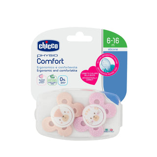 Chicco Physio Comfort Silicone Pacifier Girls 6-16M 2Pcs