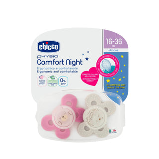 Chicco Physio Comfort Silicone Pacifier Girls Lumi 16-36M 2Pcs