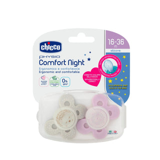 Chicco Physio Comfort Silicone Pacifier Girls Lumi 16-36M 2Pcs