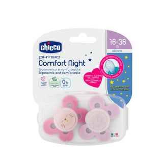 Chicco Physio Comfort Silicone Pacifier Girls Lumi 16-36M 2Pcs