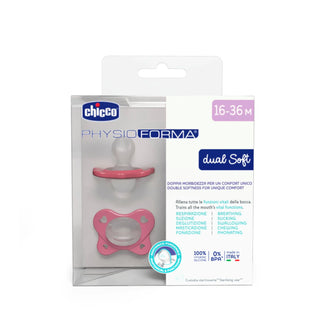 Chicco Physio Dual Soft Pink Pacifier 16-36M 2Pcs