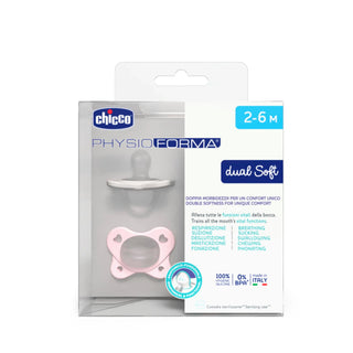 Chicco PhysioForma Dual Soft Pink Pacifier 2-6M 2Pcs
