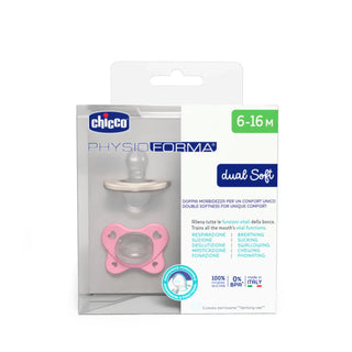 Chicco Physio Dual Soft Pink Pacifier 6-16M 2Pcs