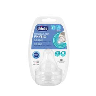 Chicco Physio Silicone Teats Medium Flow 2M+ 2Pcs