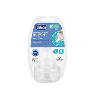 Chicco Physio Silicone Teats Thick Flow 6M+ 2Pcs