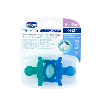Chicco Physio Soft Silicone Blue Pacifier 16-36M 2Pcs