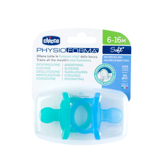 Chicco Physio Soft Silicone Blue Pacifier 6-16M 2Pcs