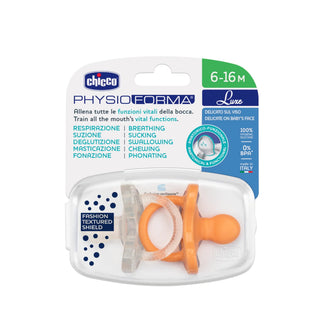 Chicco PhysioForma Luxe Orange-Transparent Pacifier 6-16M 2Pcs