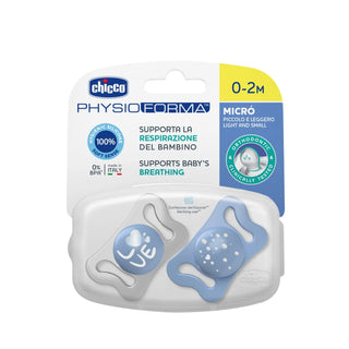 Chicco PhysioForma Micrò Blue Pacifier 0-2M 2Pcs