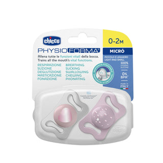 Chicco PhysioForma Micrò Pink Pacifier 0-2M 2Pcs