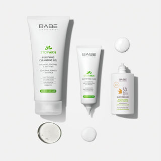 Babé Stop AKN PACK Cleanser Gel + Mattifying Fluid + Mattifying Sunscreen