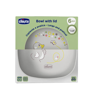 Chicco Bowl With Lid Grey 6M+ 1Pc