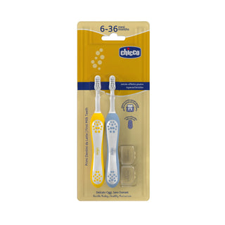 Chicco First Teeth Brushes Blue and Yellow 6-36M