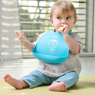 Chicco Silicone Bib Blue 6M+