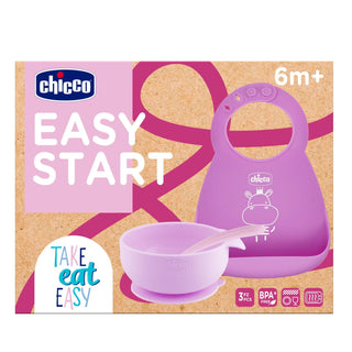 Chicco Silicone Feeding Set Pink 6M+ 1Pc