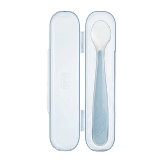 Chicco Silicone Spoon With Case Blue 6M+ 1Pc