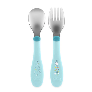 Chicco Stainless Steel Cutlery Blue 18M+ 1Pc