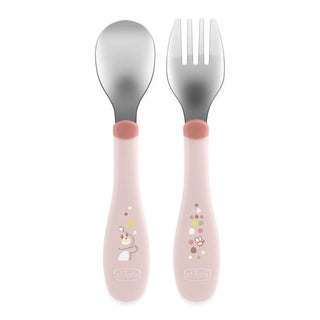 Chicco Stainless Steel Cutlery Pink 18M+ 1Pc