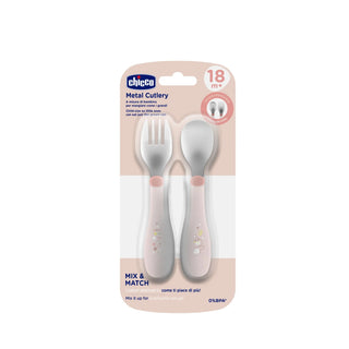 Chicco Stainless Steel Cutlery Pink 18M+ 1Pc