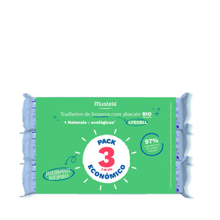 Mustela Natural Fiber Cleaning Wipes Pack  3 x 60 Units