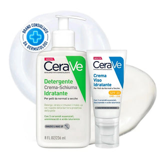 CeraVe Hydrating Cream-To-Foam Cleanser 236ml + Facial Moisturiser Lotion SPF30 50ml