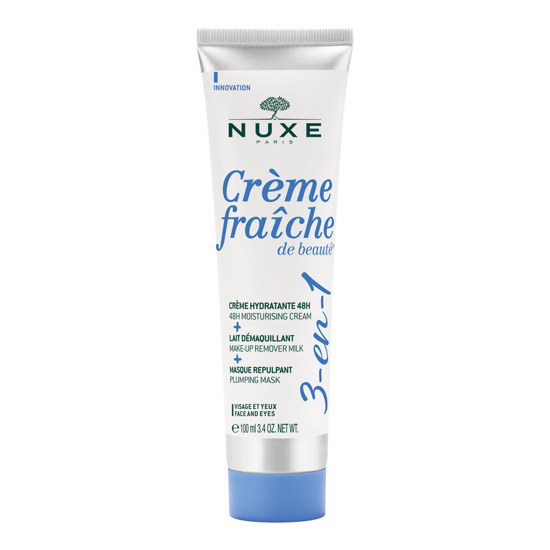 Nuxe Crème Fraîche de Beauté 3 in 1 - 48H Moisturizer, Make-up Remover Milk, Plumping Mask 100ml