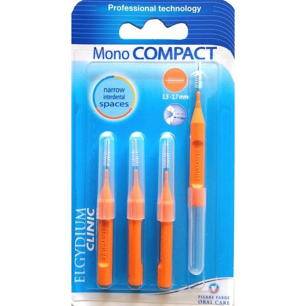 Elgydium Clinic Mono Compact Toothbrush Orange - 3.5 to 2.7mm- 4un