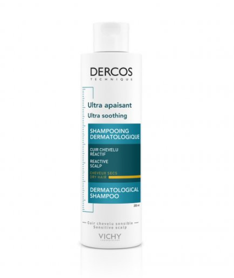 Vichy Dercos Ultra Soothing Sulfate-Free Shampoo - Sensitive and Reactive Scalp - For Dry Hair 200ml