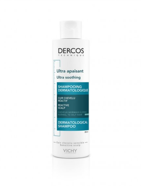 Vichy Dercos Ultra Soothing Sulfate-Free Shampoo - Sensitive and Reactive Scalp - For Normal to Oily Hair 200ml