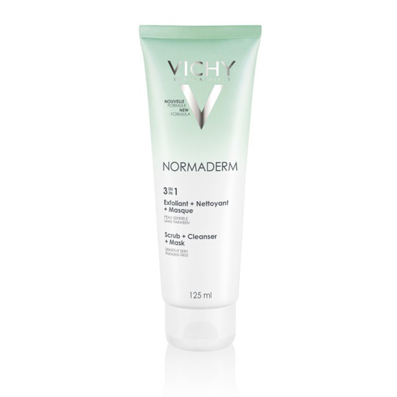 Vichy Normaderm 3-in-1 Scrub Cleansing Cream and Purifying Mask 125ml